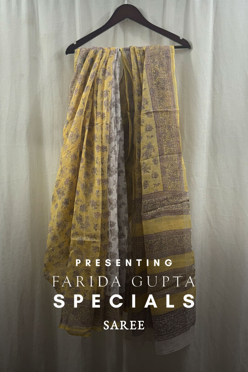 Sanganeri Hand Block-Printed Kota Saree