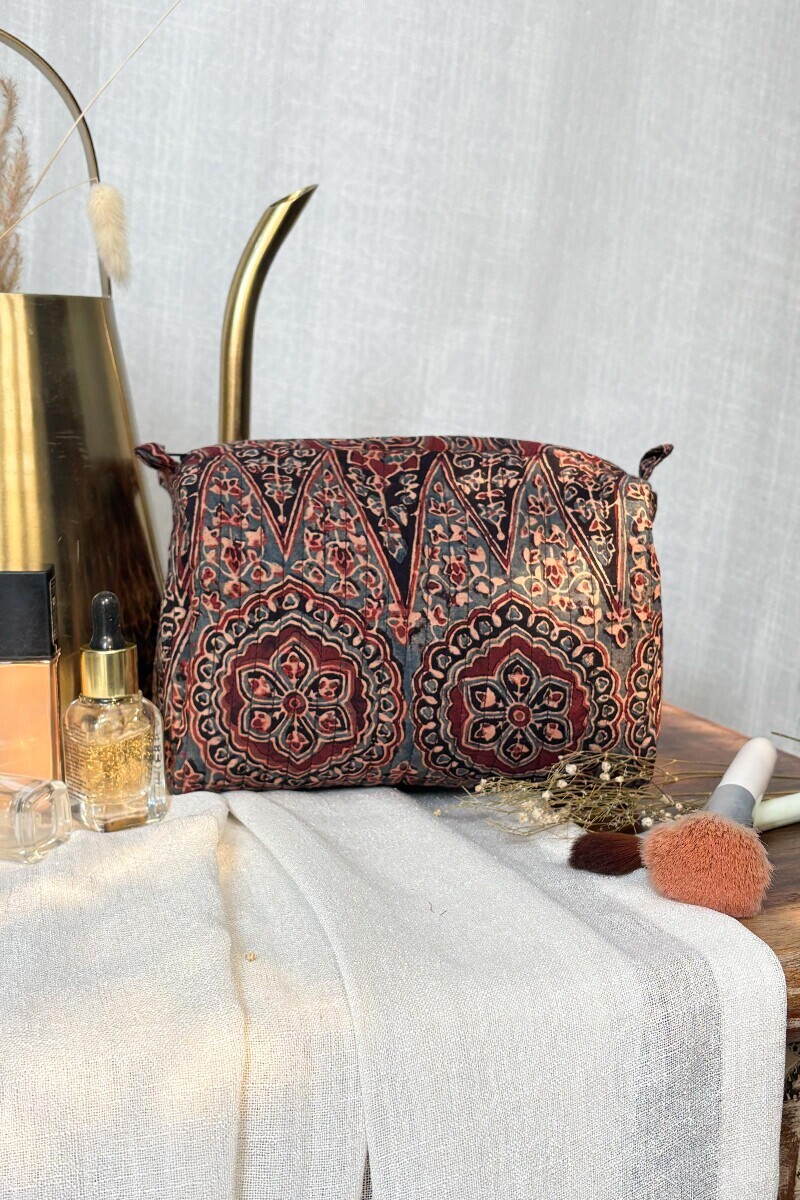 Ajrak Hand Block-Printed Cotton Toiletry Pouch