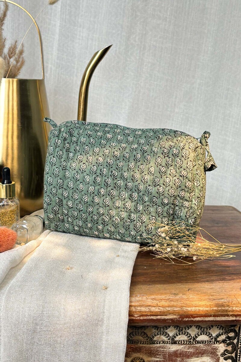 Bagru Hand Block-Printed Cotton Dobby Toiletry Pouch