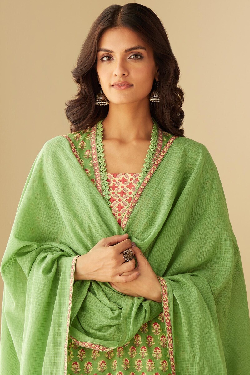 Green Handcrafted Kota Dupatta