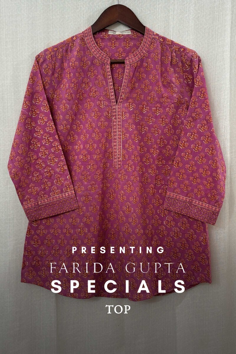 Purple Hand Block-Printed Cotton Top