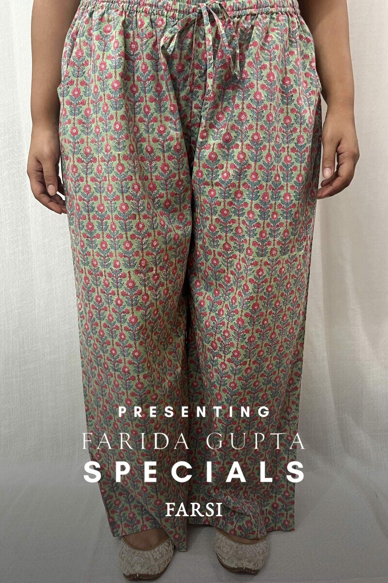 Green Hand Block-Printed Cotton Farsi