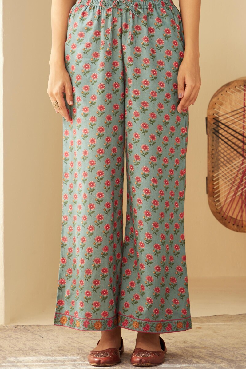 Blue Printed Cotton Farsi