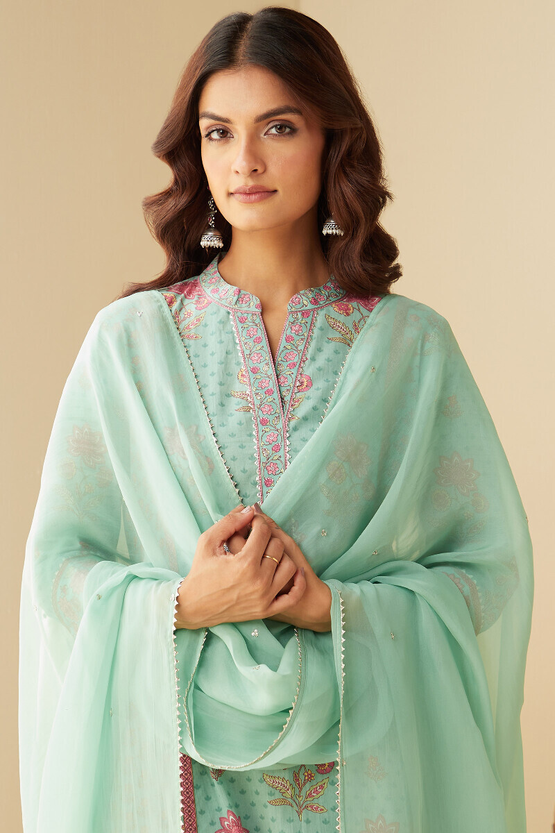 Green Handcrafted Viscose Dupatta