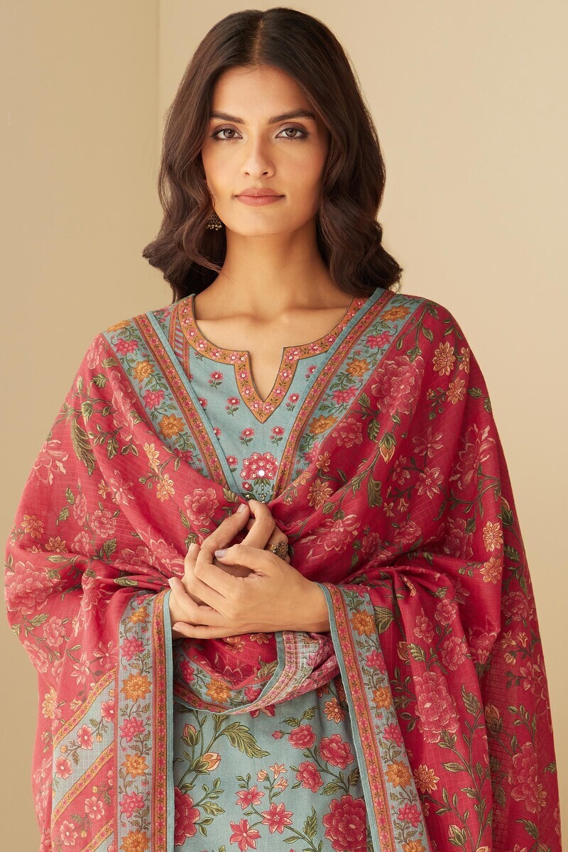 Pink Printed Kota Dupatta