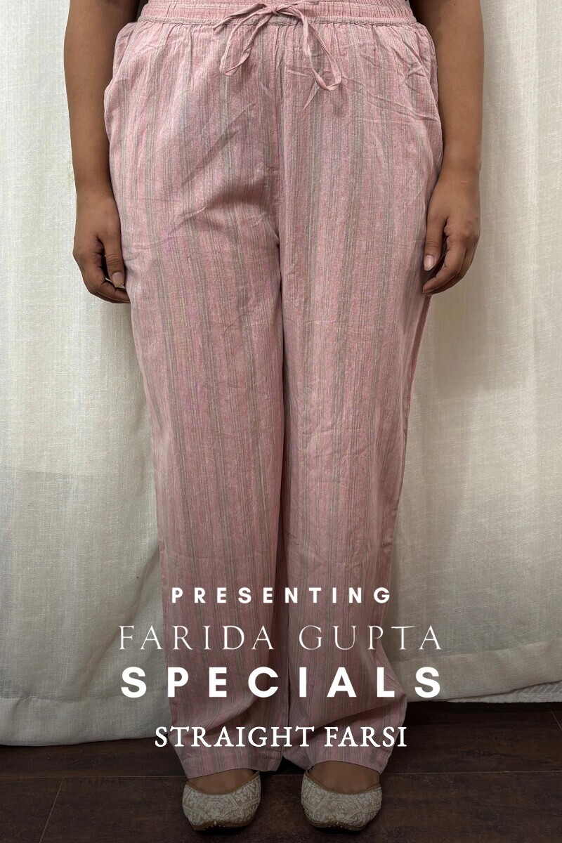 Pink Handcrafted Handloom Cotton Straight Farsi