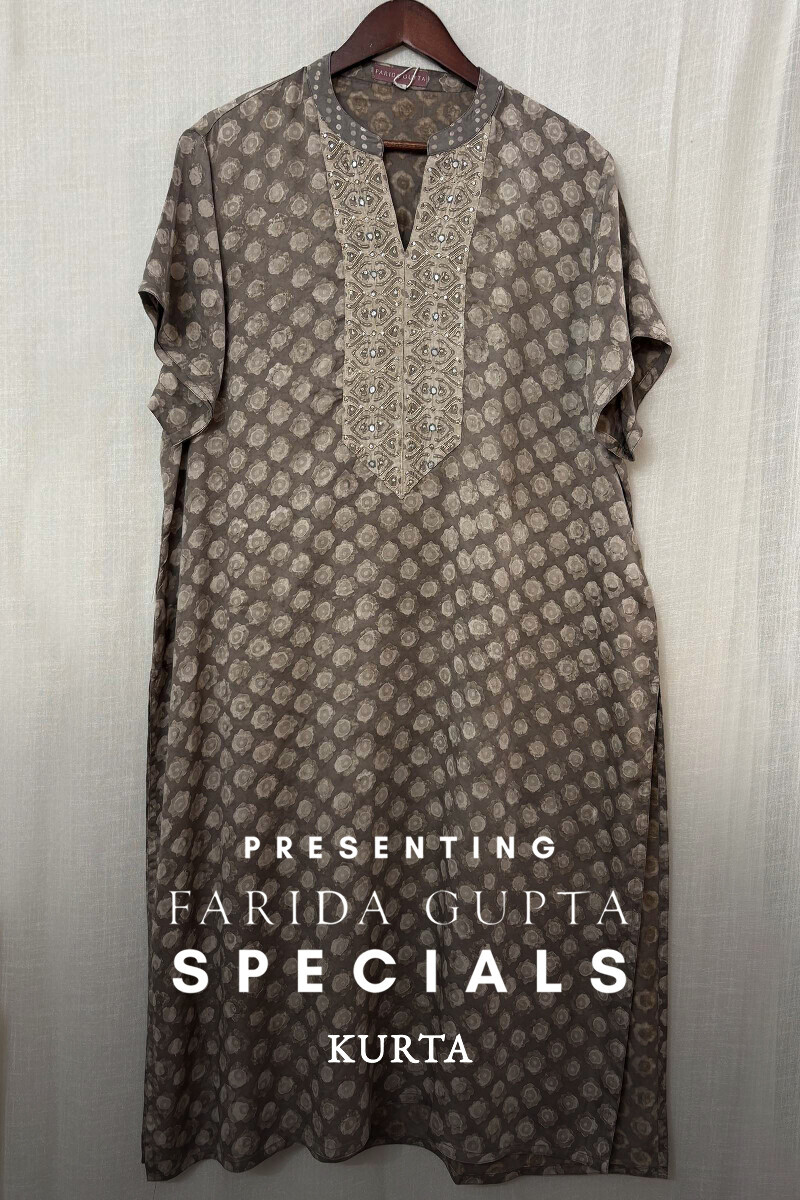 Dabu Hand Block-Printed Straight Viscose Kurta