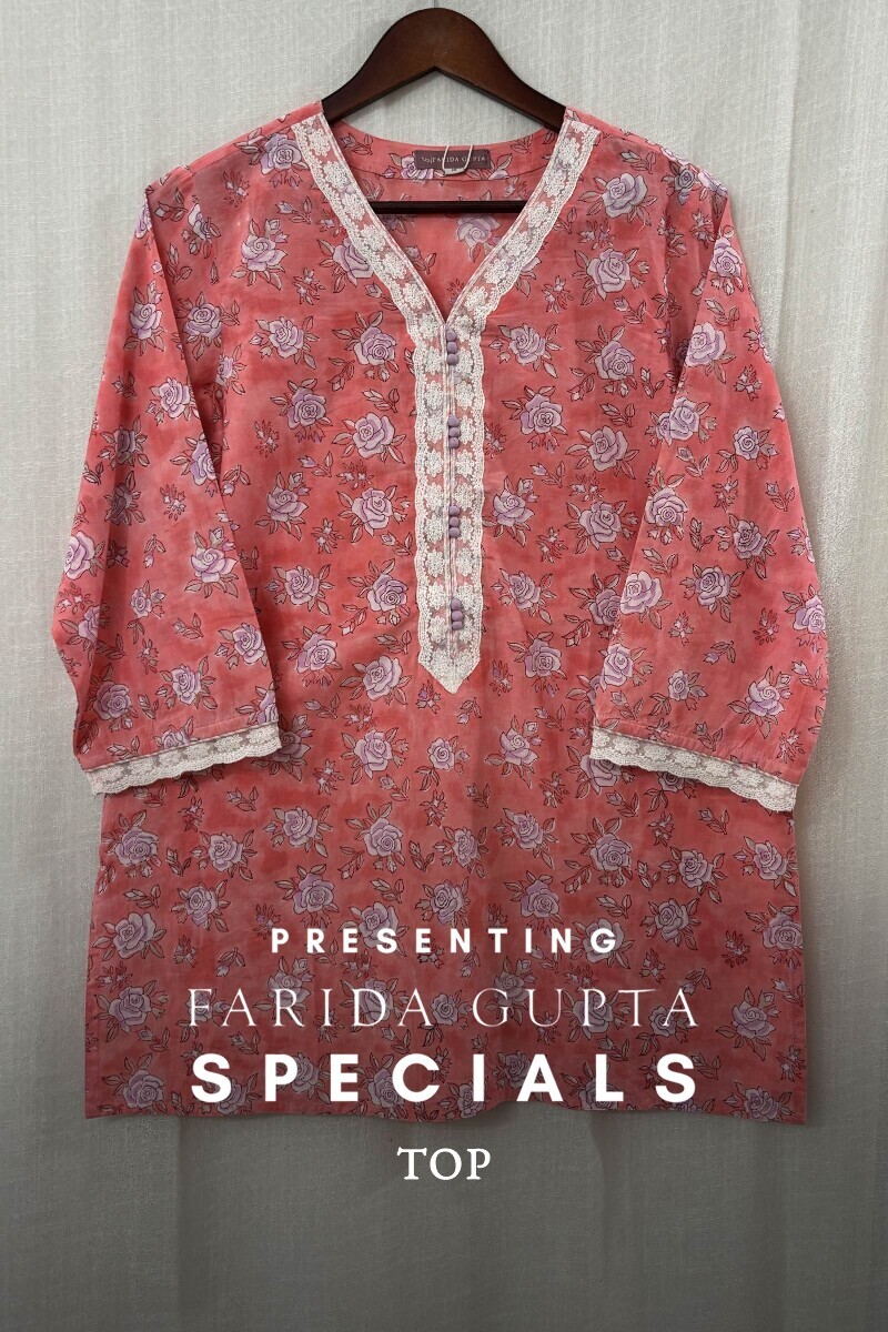 Pink Hand Block-Printed Cotton Top
