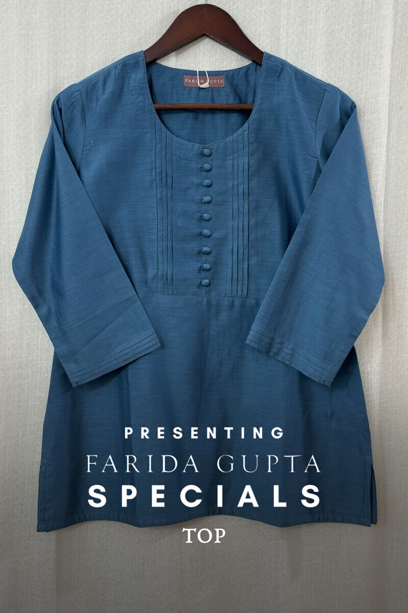 Blue Handcrafted Chanderi Top