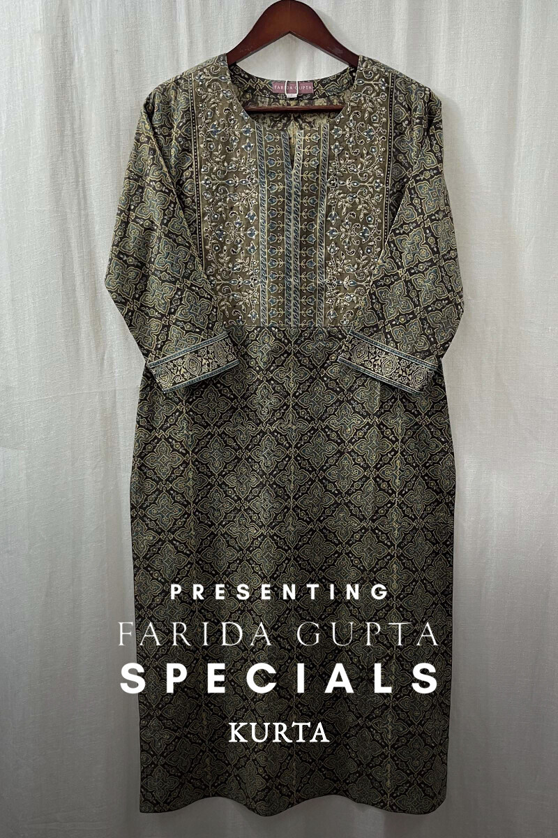 Green Hand Block-Printed Kurta