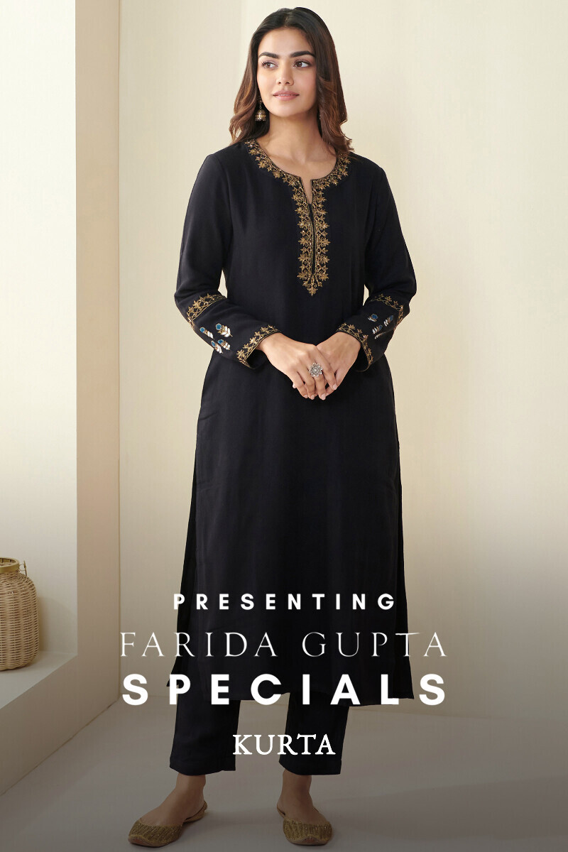 Handcrafted Faux Wool Straight Kurta for Women