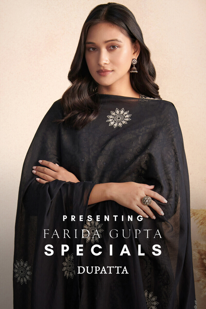 Black Handcrafted Chanderi Dupatta