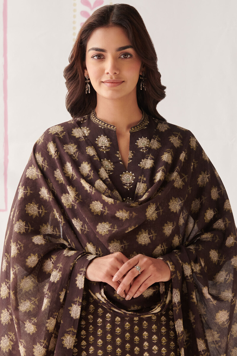 Bagru Hand Block-Printed Cotton Mul Dupatta