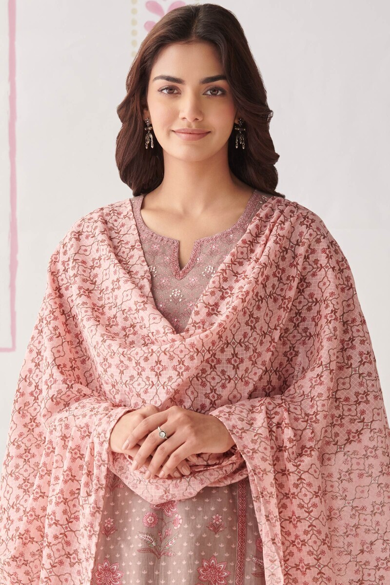 Pink Hand Printed Kota Dupatta