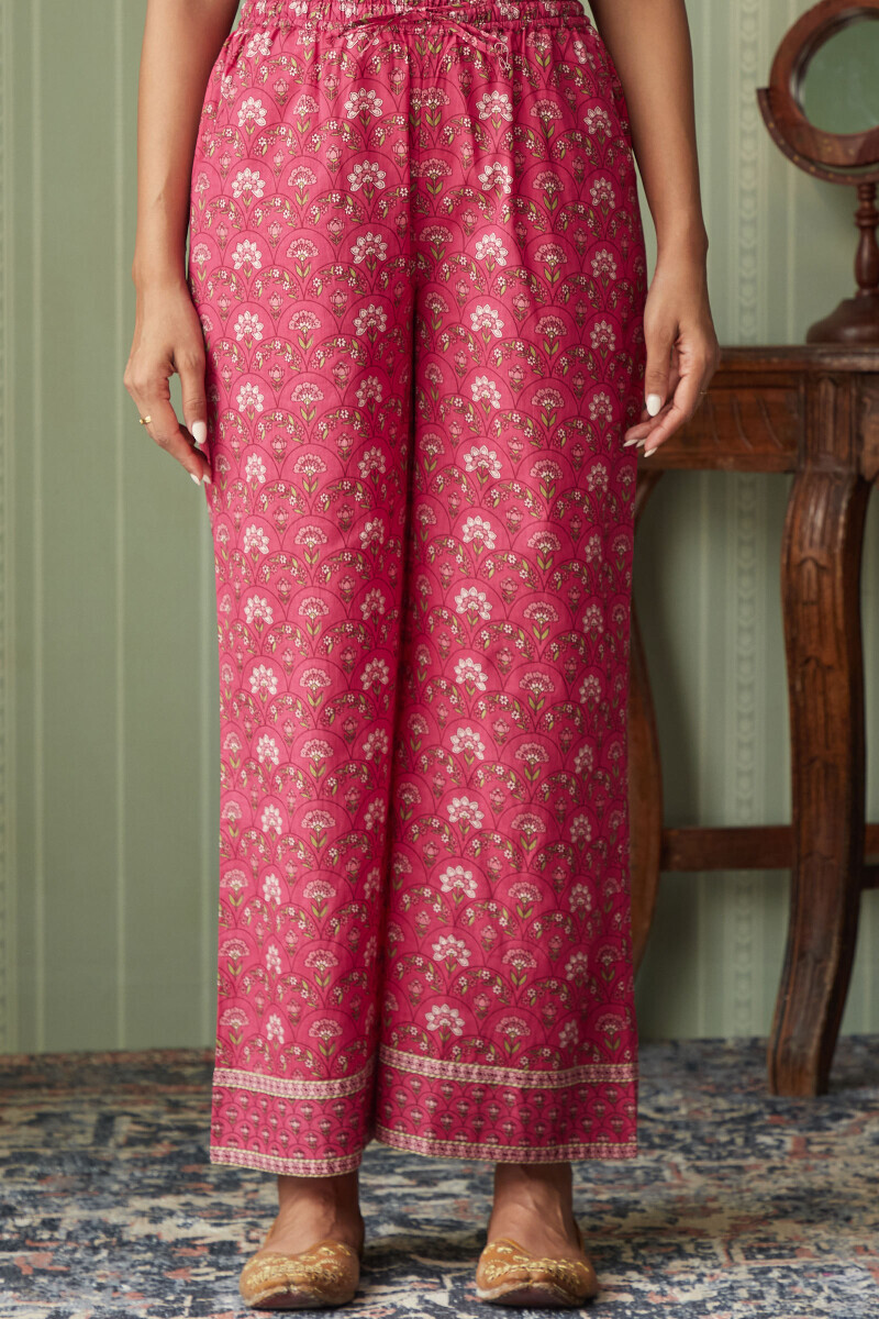 Pink Hand Printed Cotton Farsi