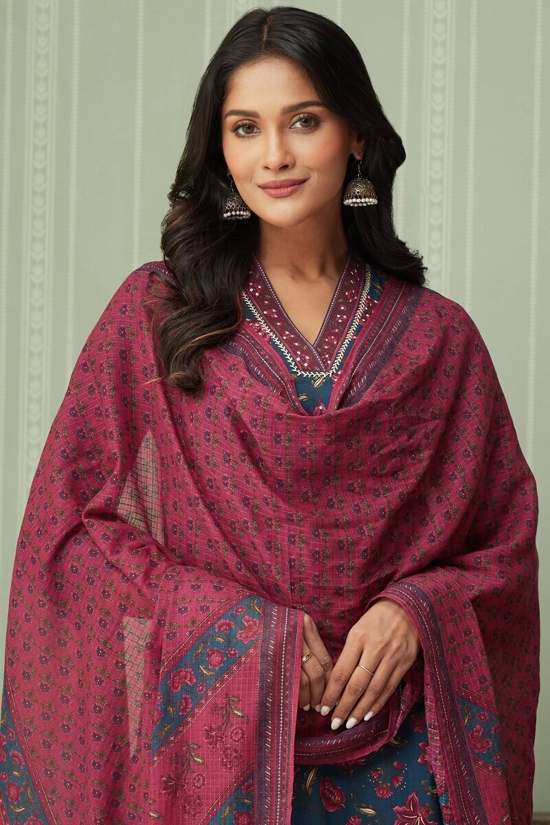 Pink Printed Kota Dupatta