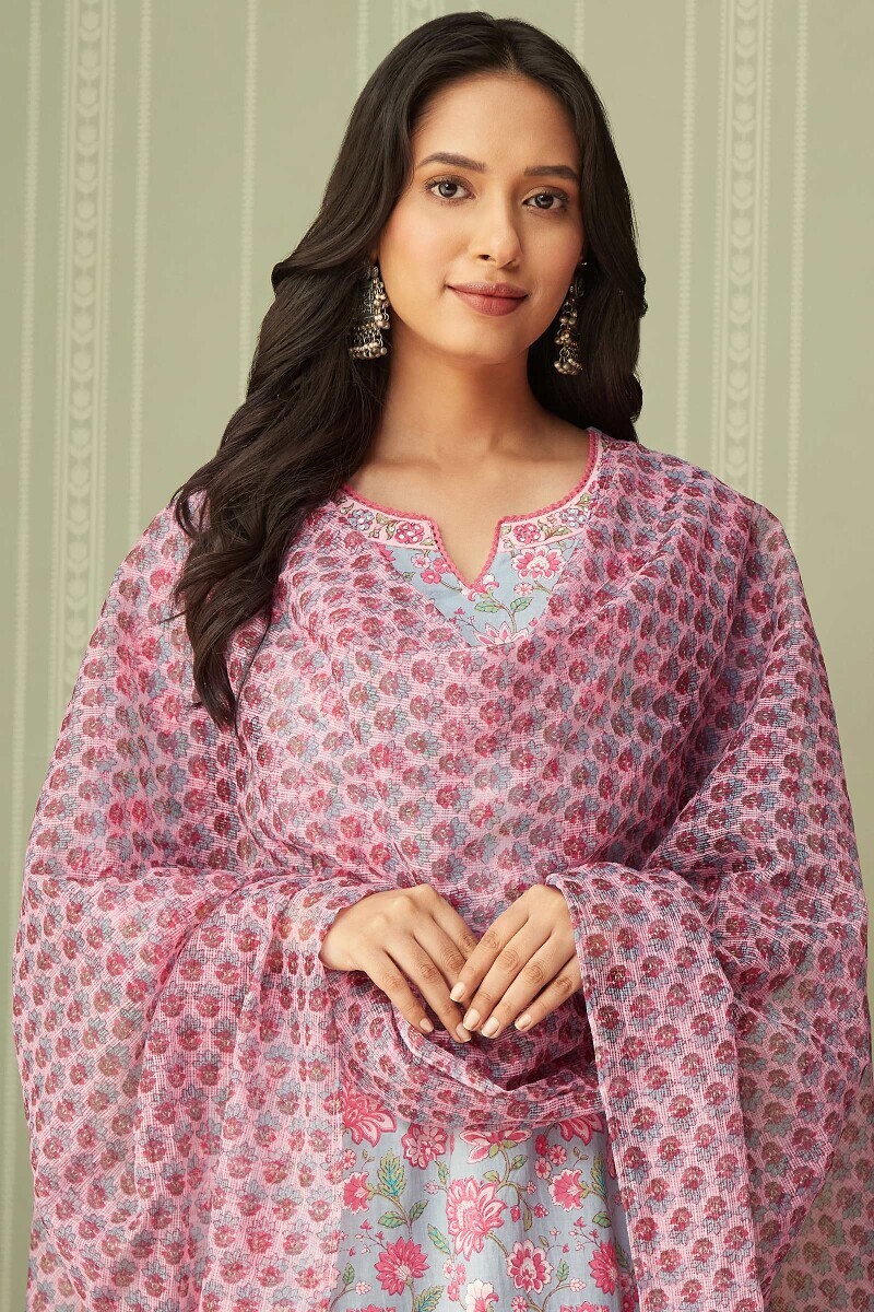Pink Hand Printed Kota Dupatta