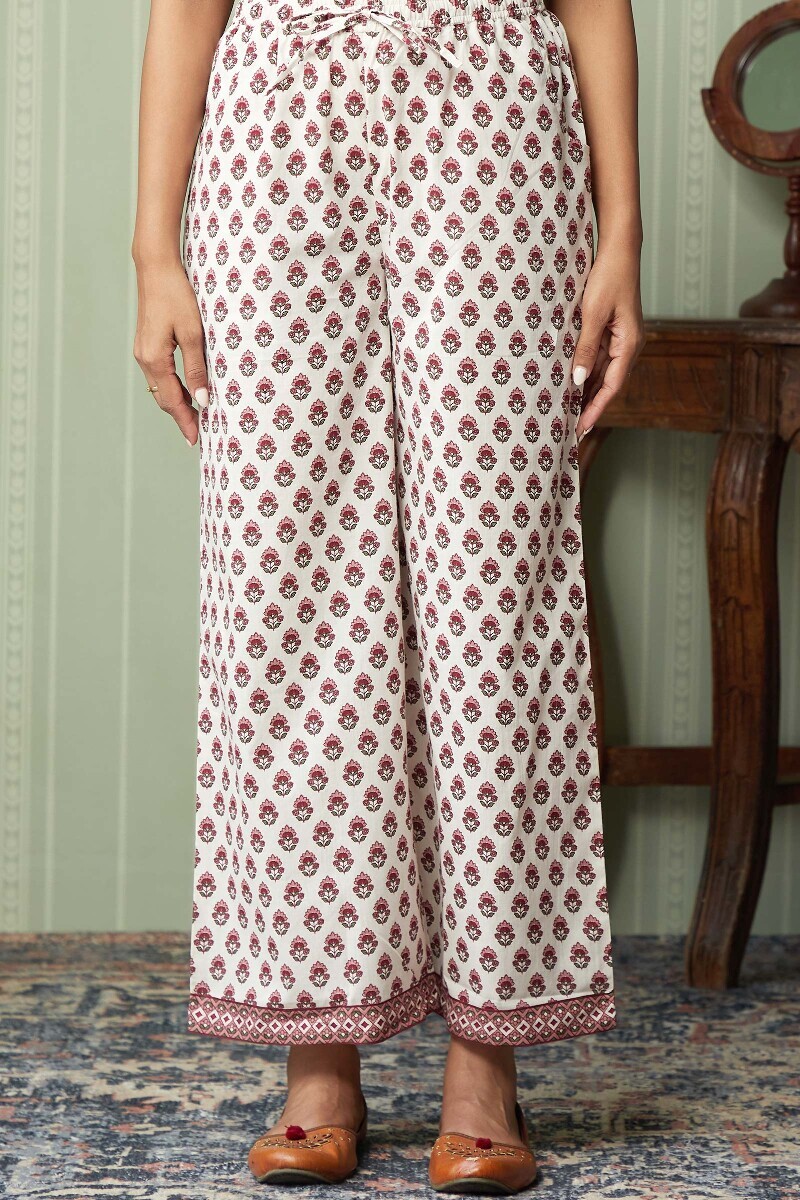 Off-White Hand Printed Cotton Farsi