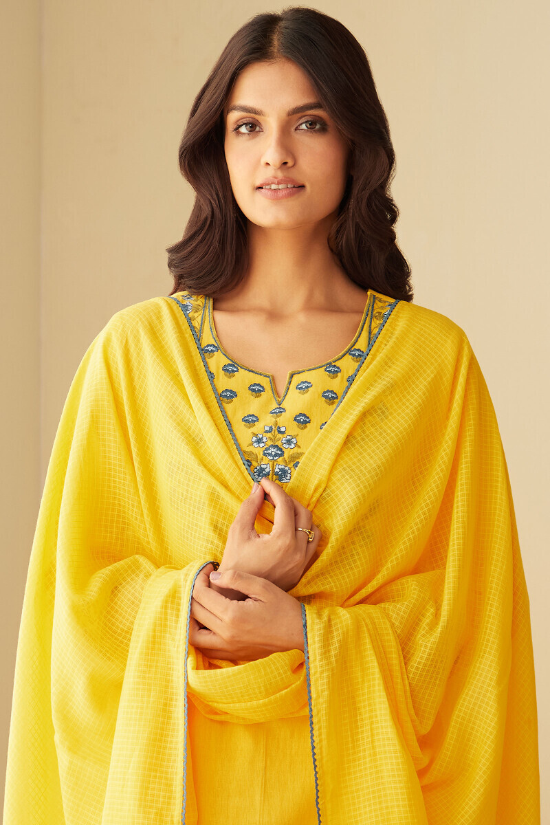 Yellow Handcrafted Kota Dupatta