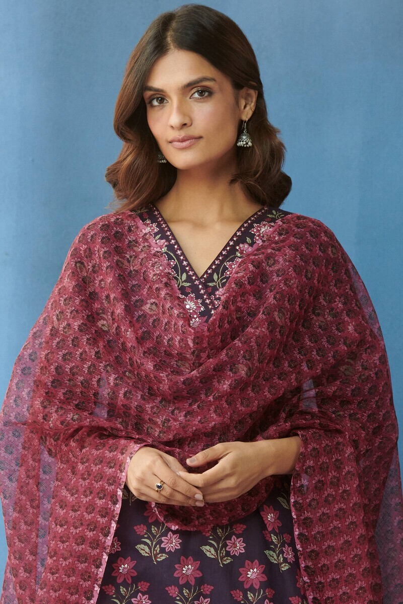 Pink Hand Printed Kota Dupatta
