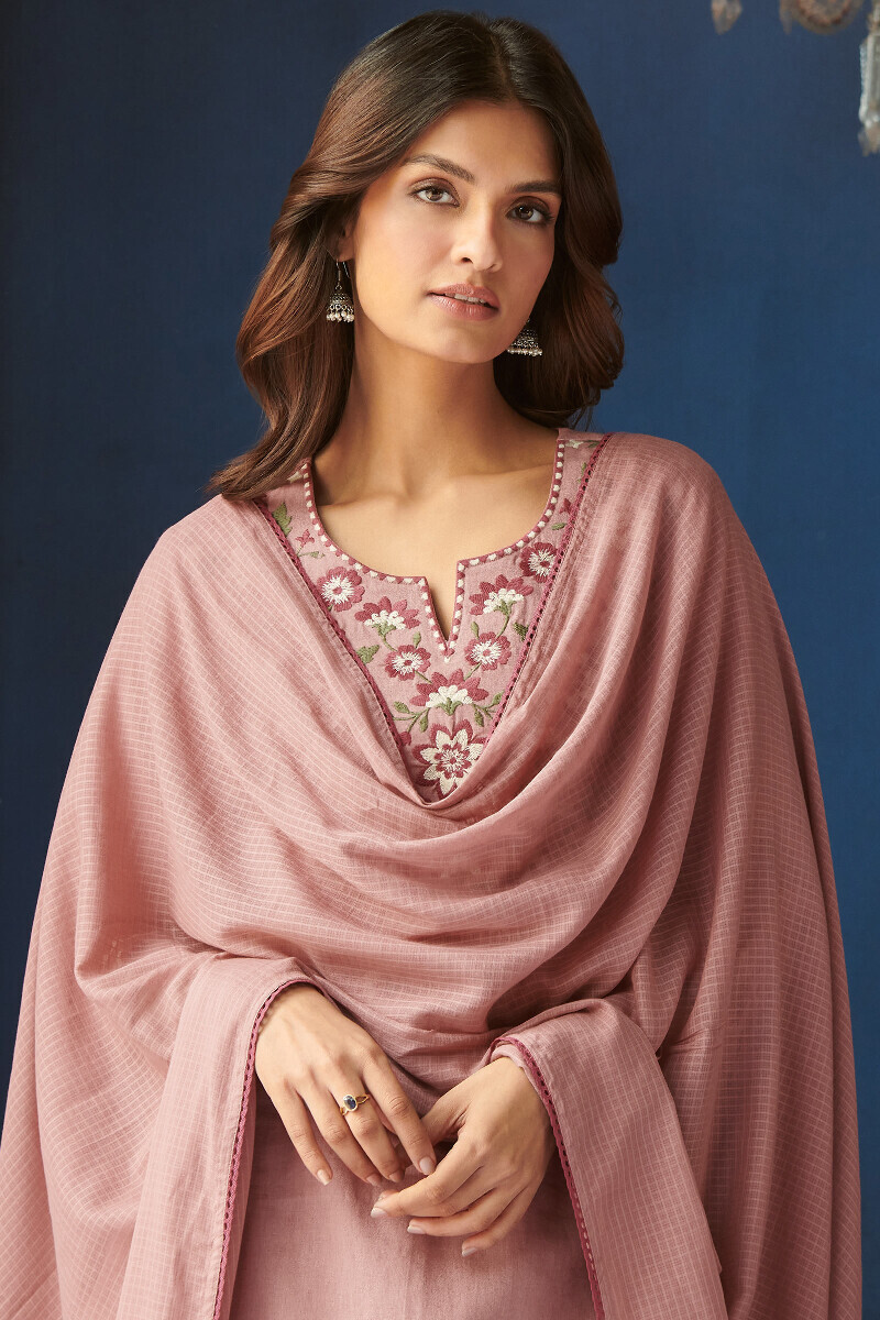 Pink Handcrafted Kota Dupatta