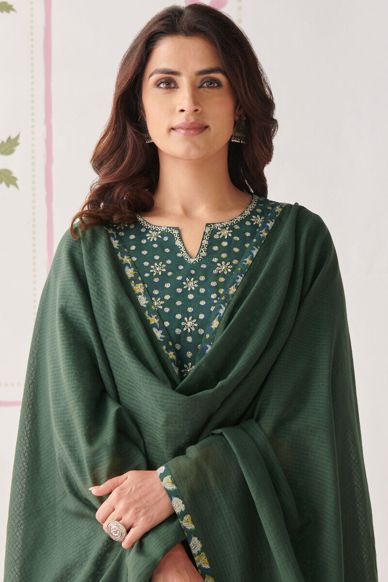Green Handcrafted Kota Dupatta