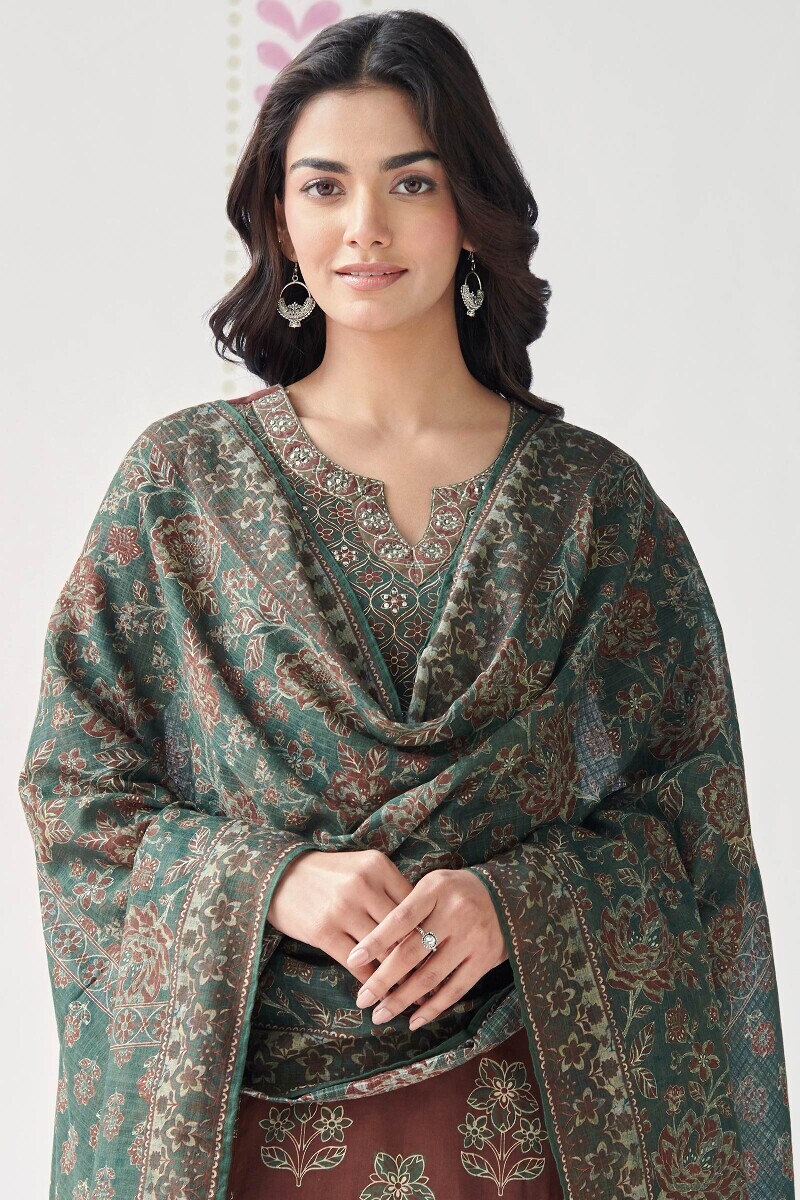 Green Printed Kota Dupatta