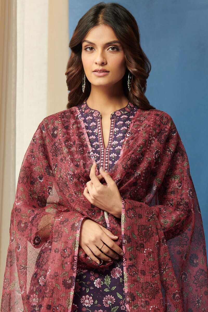 Pink Hand Printed Kota Dupatta