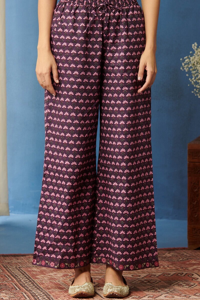 Purple Hand Printed Cotton Farsi