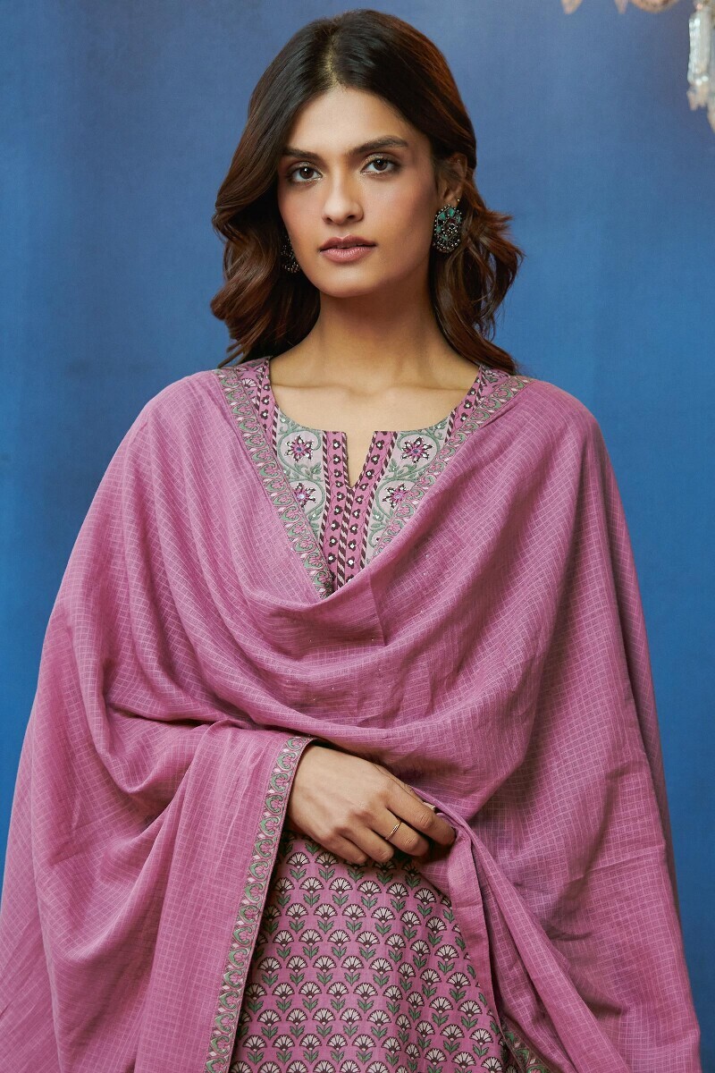 Pink Handcrafted Kota Dupatta