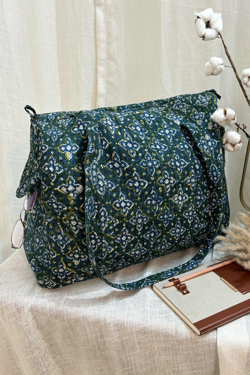 Bagru Hand Block-Printed Cotton Duffel Bag