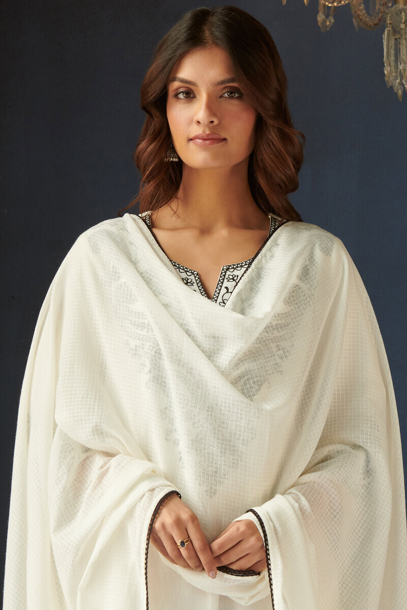 Off-White Handcrafted Kota Dupatta