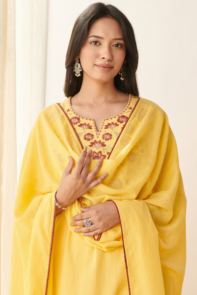 Yellow Handcrafted Kota Dupatta