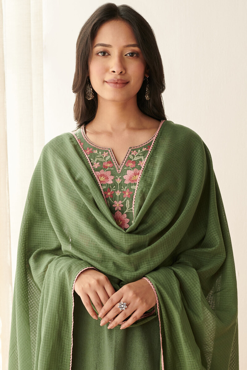 Green Handcrafted Kota Dupatta