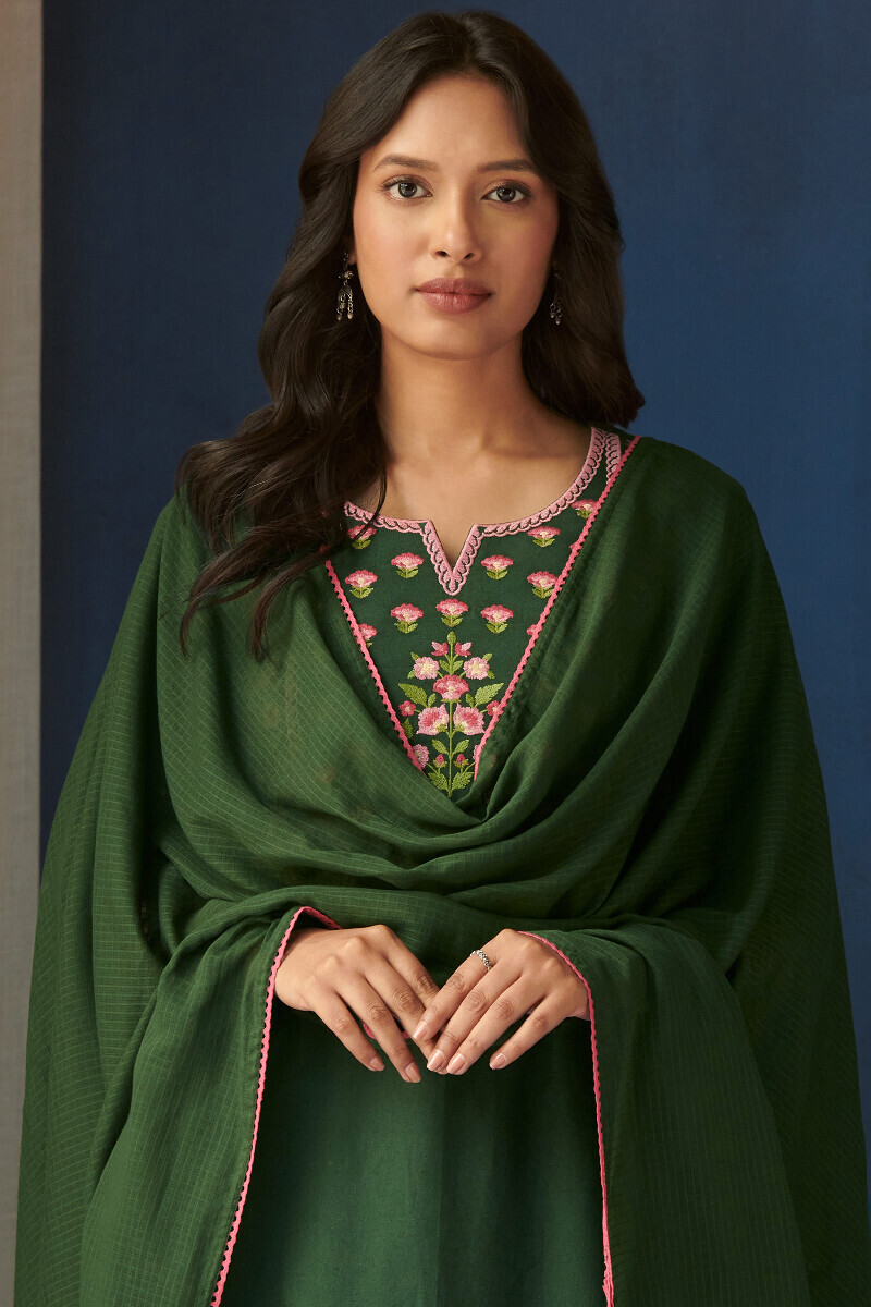 Green Handcrafted Kota Dupatta