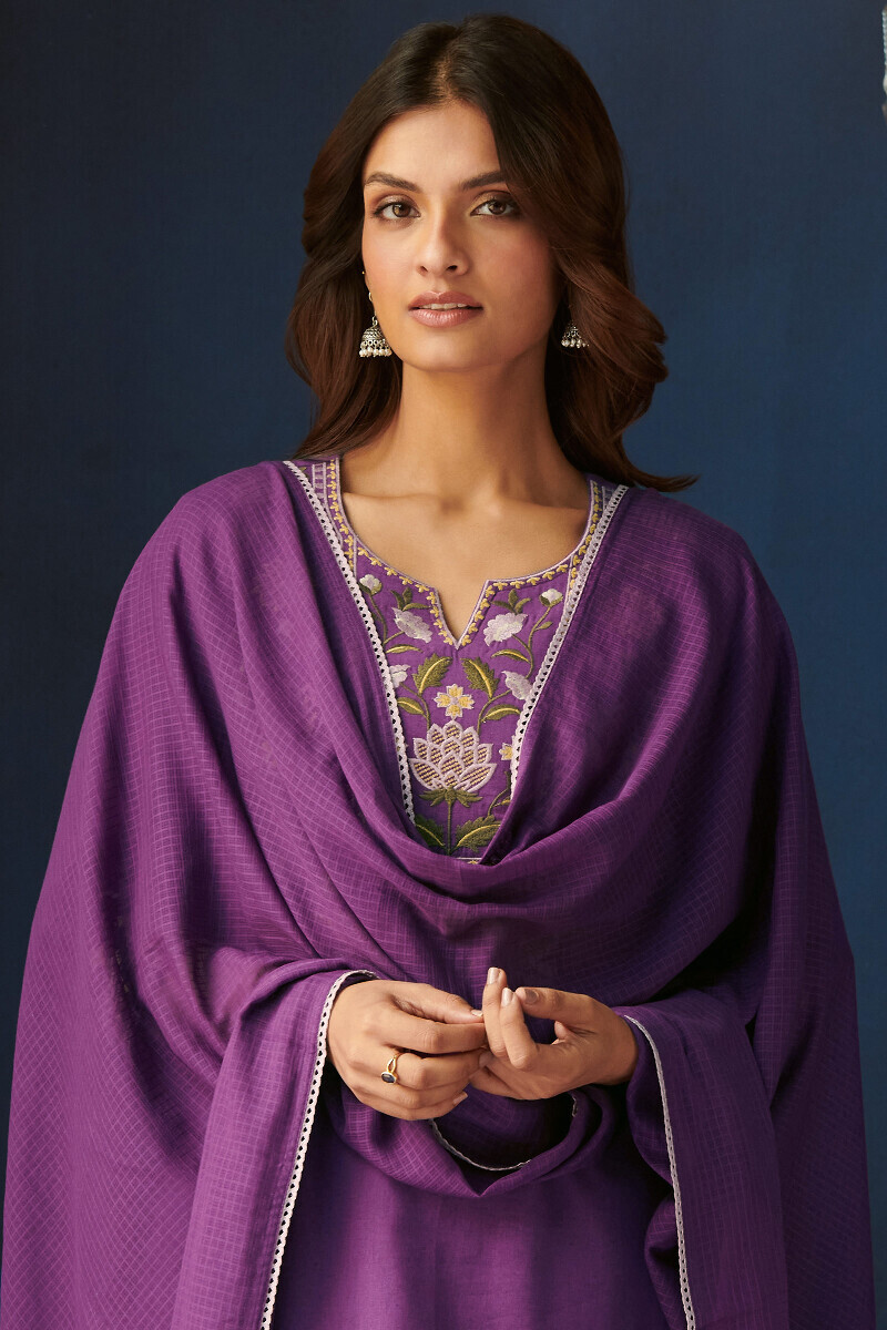 Purple Handcrafted Kota Dupatta