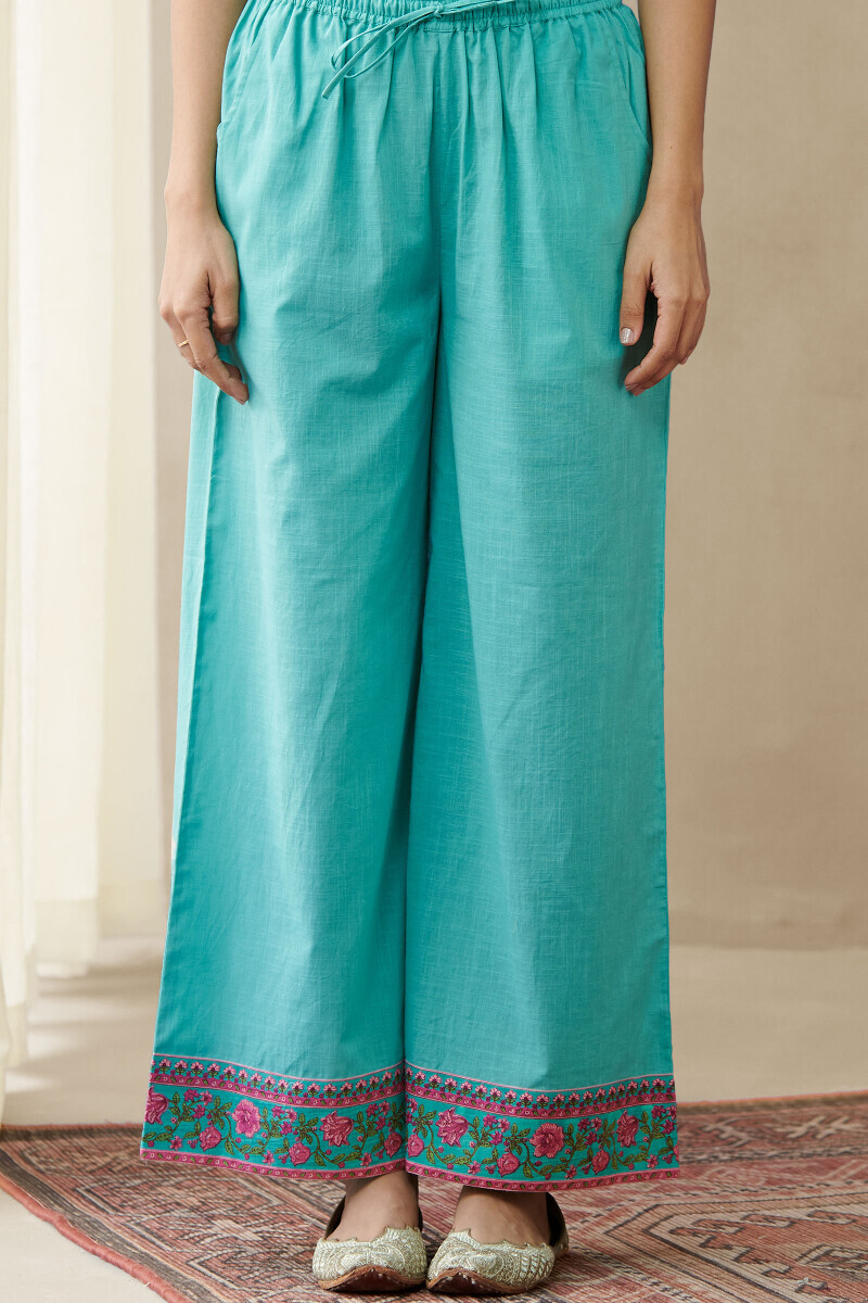 Blue Handcrafted Cotton Slub Farsi
