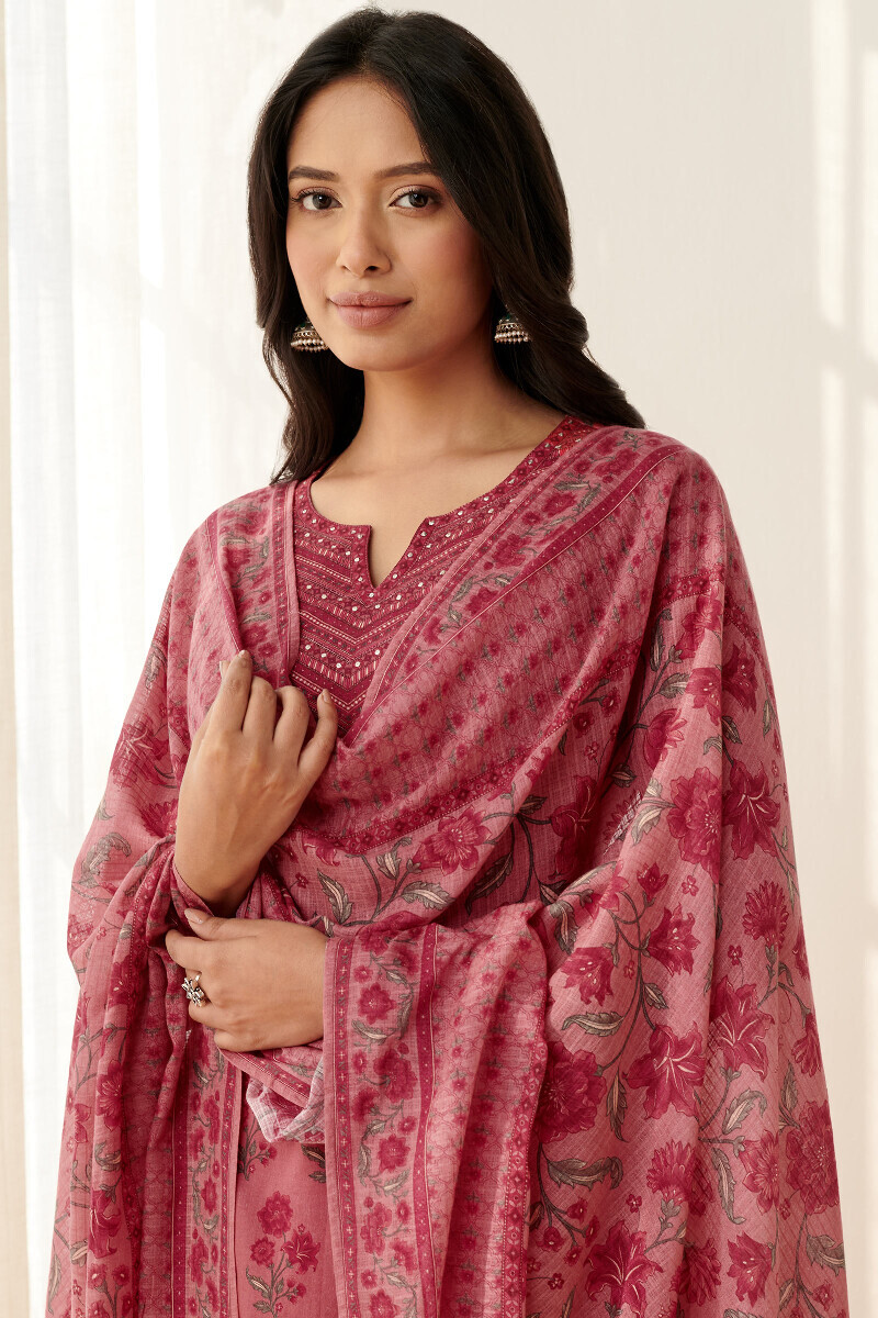 Pink Printed Kota Dupatta