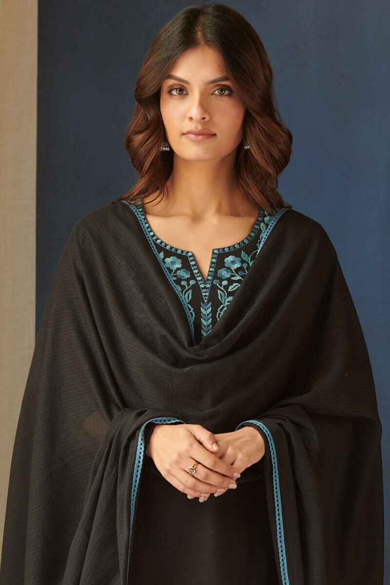 Black Handcrafted Kota Dupatta