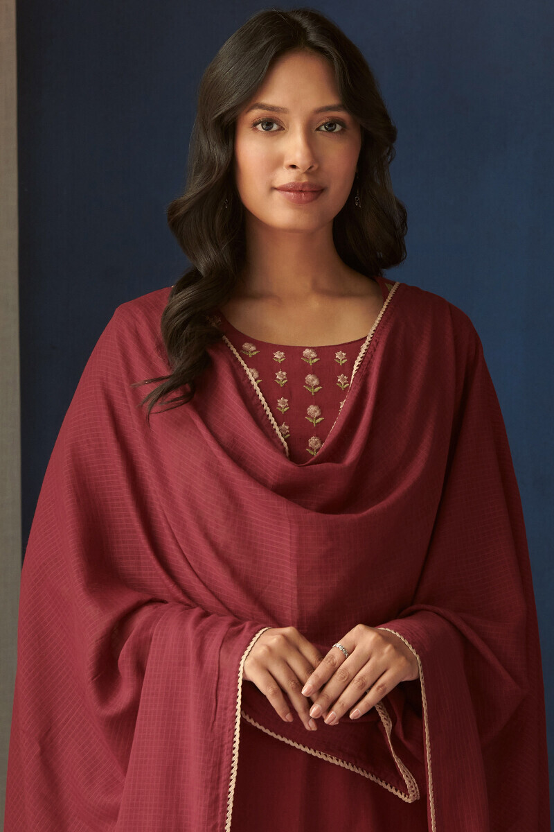 Red Handcrafted Kota Dupatta