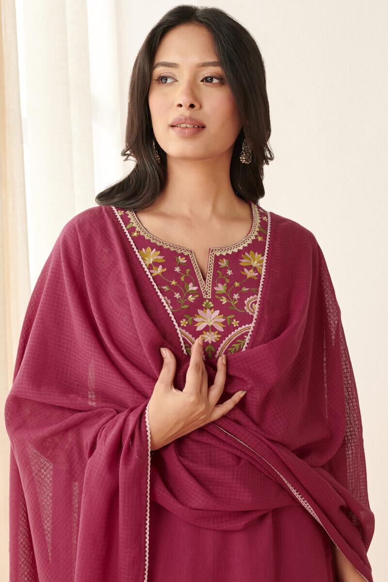 Pink Handcrafted Kota Dupatta