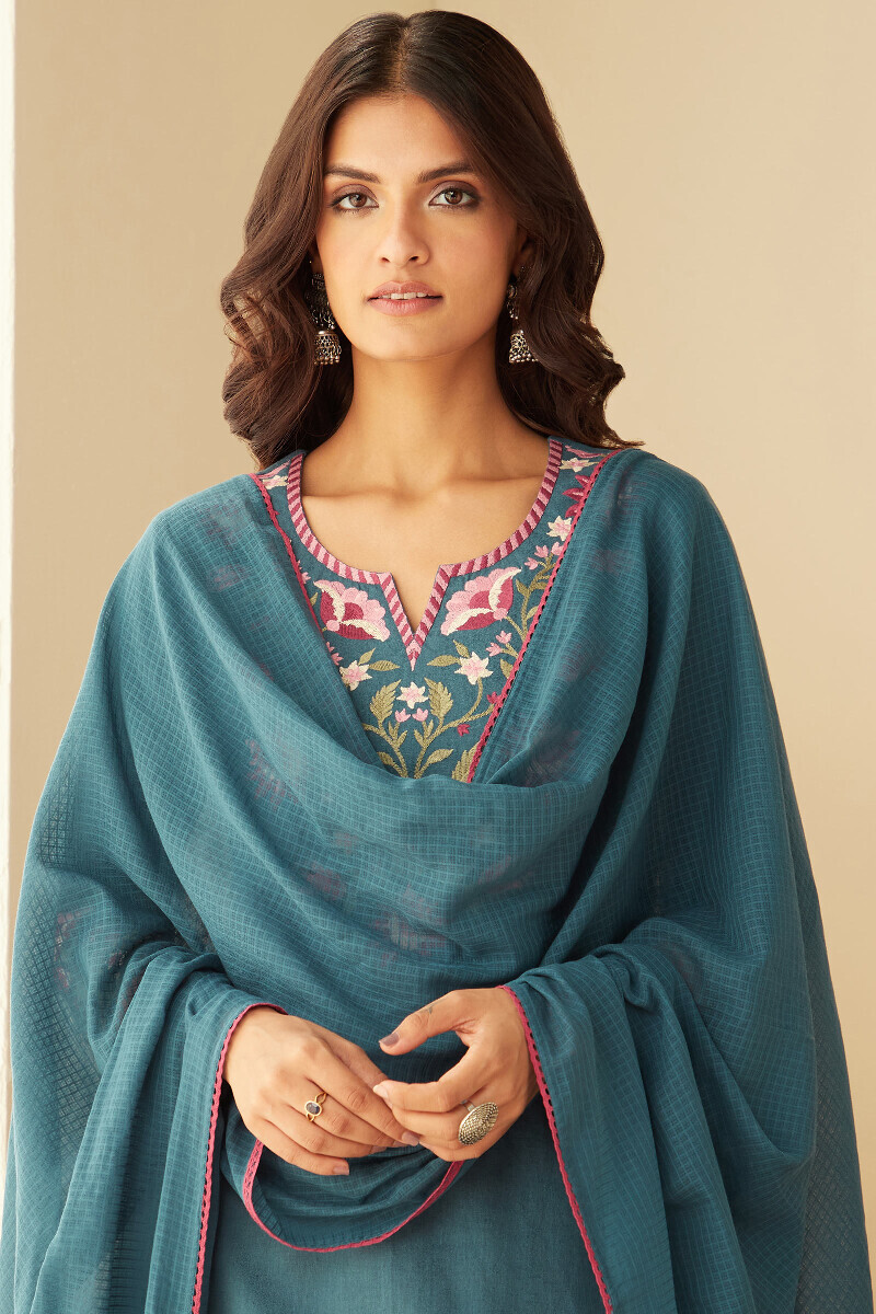 Blue Handcrafted Kota Dupatta