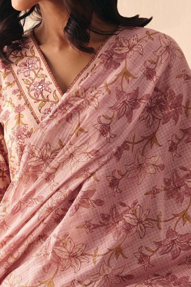 Pink Handcrafted Kota Dupatta