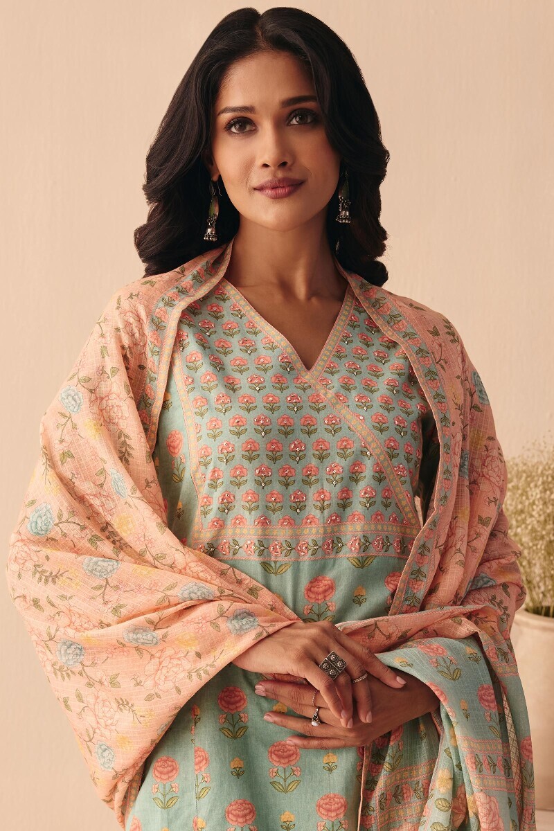 Pink Printed Kota Dupatta