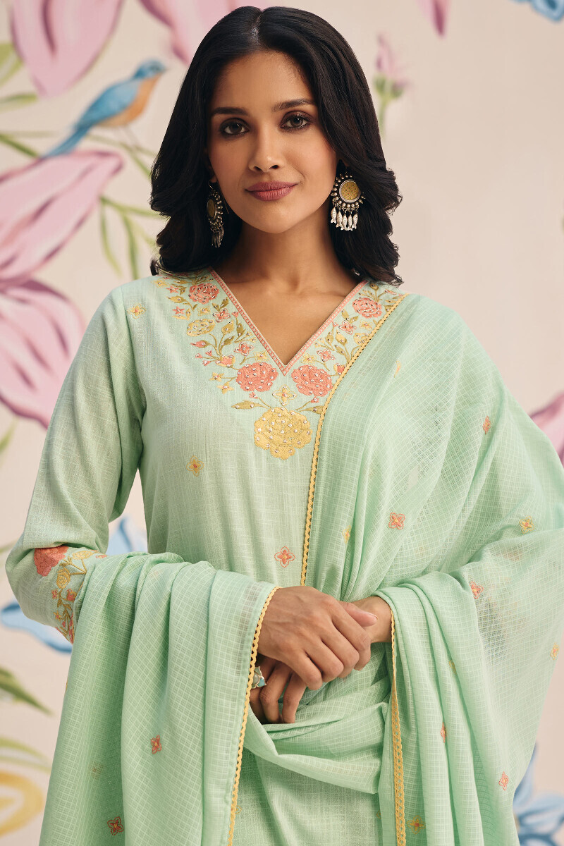 Green Handcrafted Kota Dupatta
