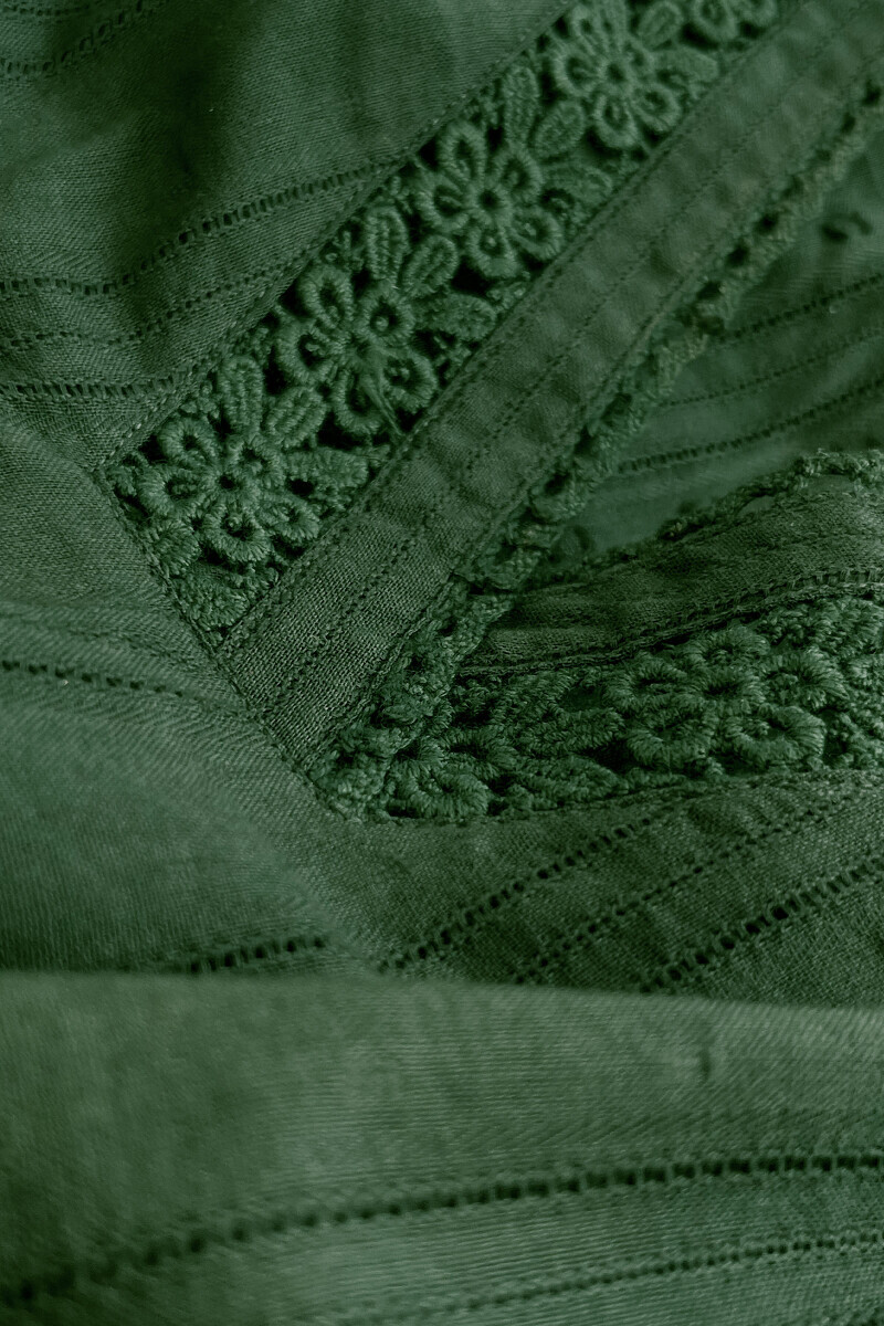 Green Handcrafted Straight Cotton Dobby Kurta