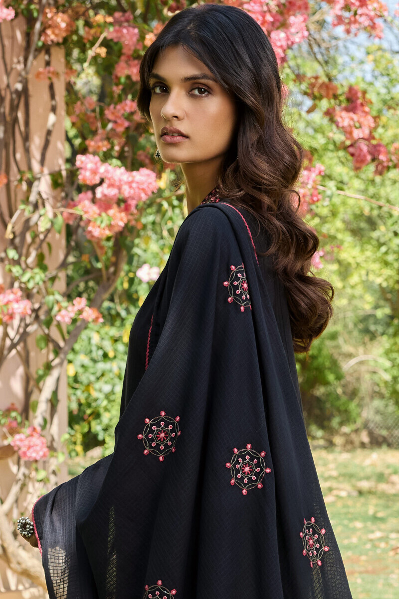 Black Handcrafted Kota Dupatta