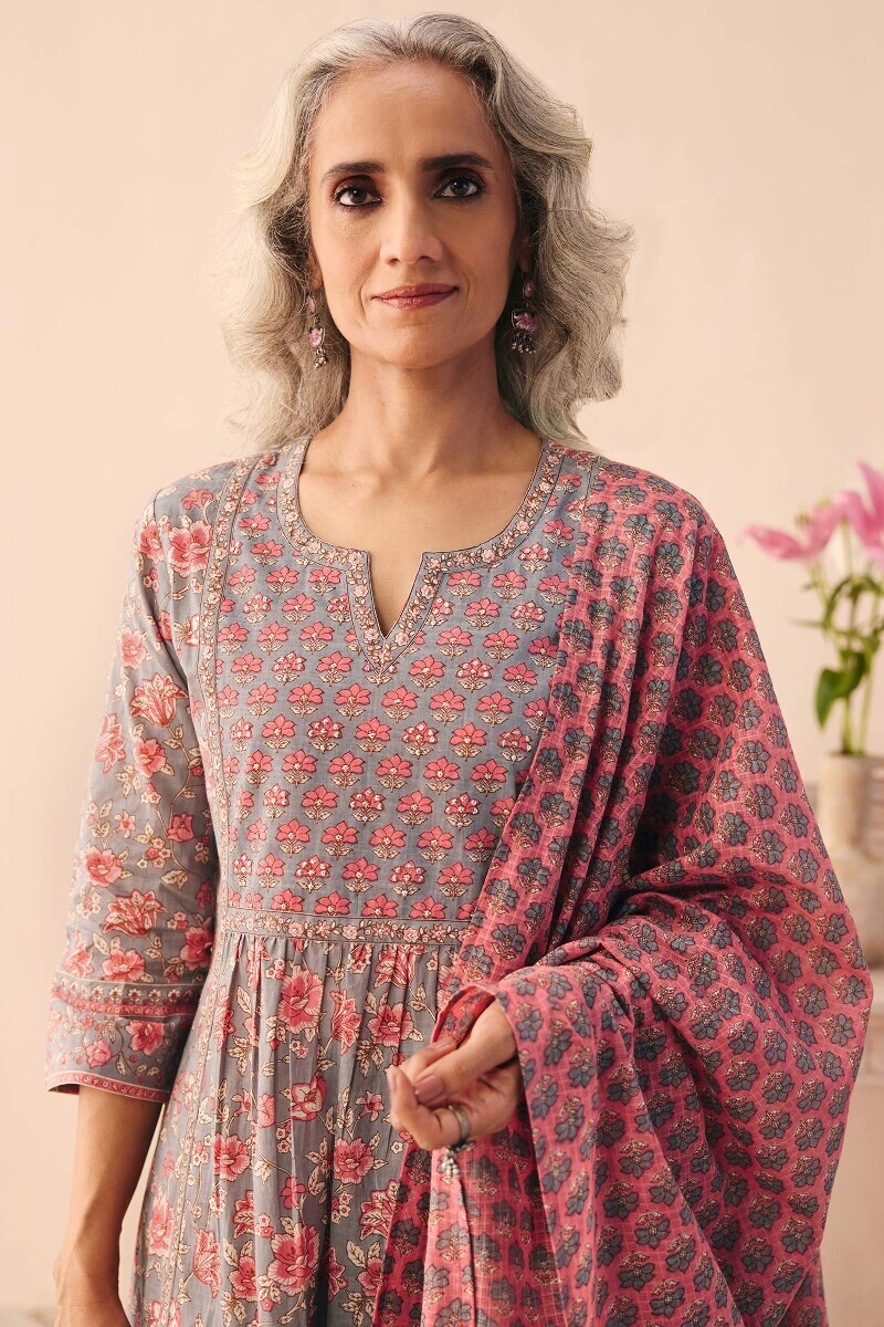 Pink Hand Printed Kota Dupatta