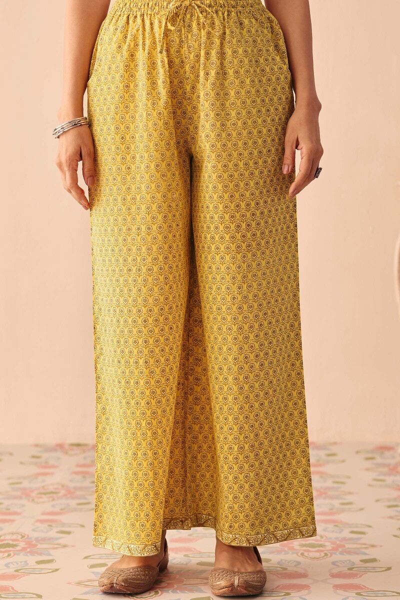 Yellow Hand Printed Cotton Farsi
