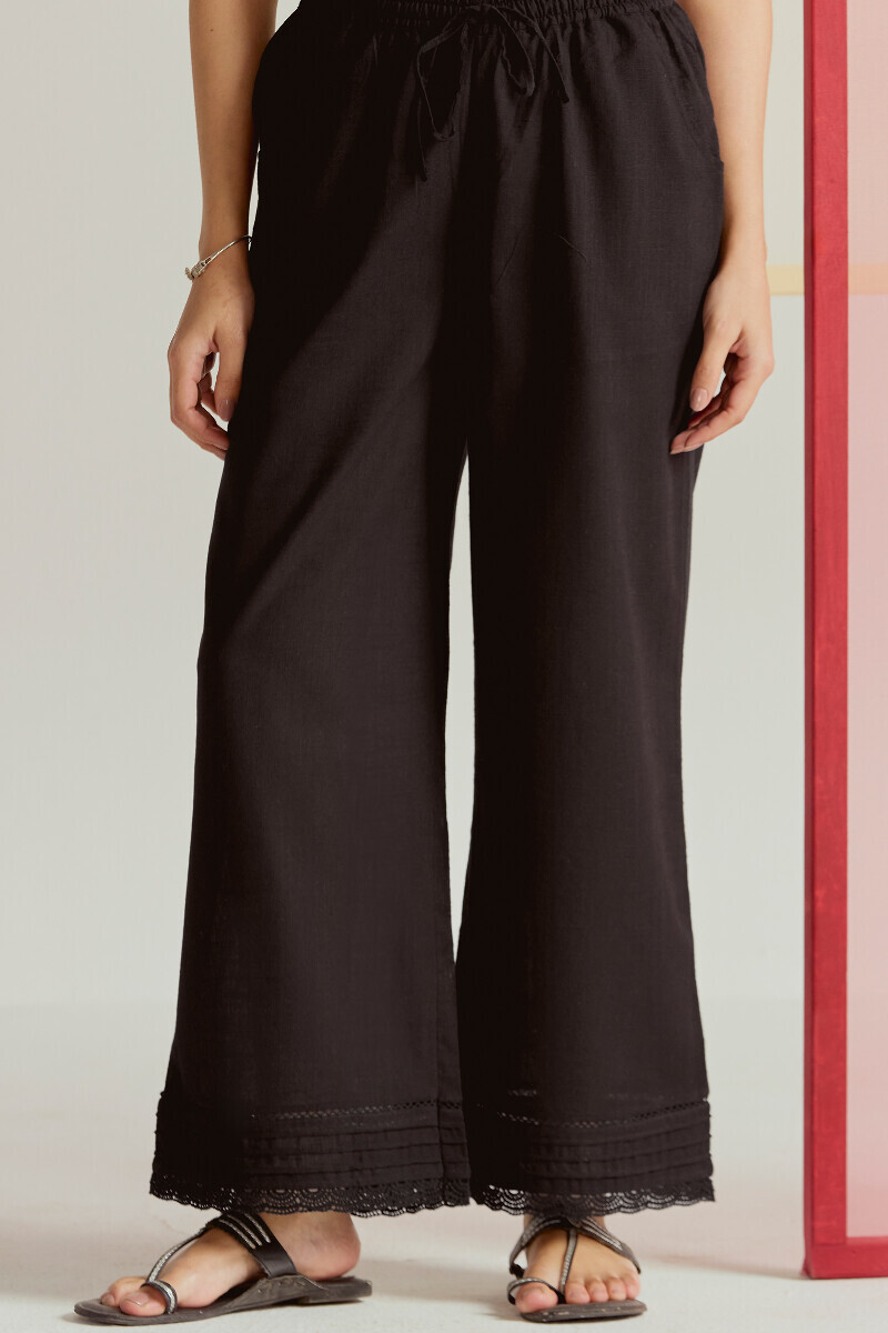 Black Handcrafted Gauze Slub Farsi
